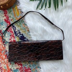 Vintage Stuart Weitzman Brown Rectangle Shoulder Bag Convertible Clutch Purse